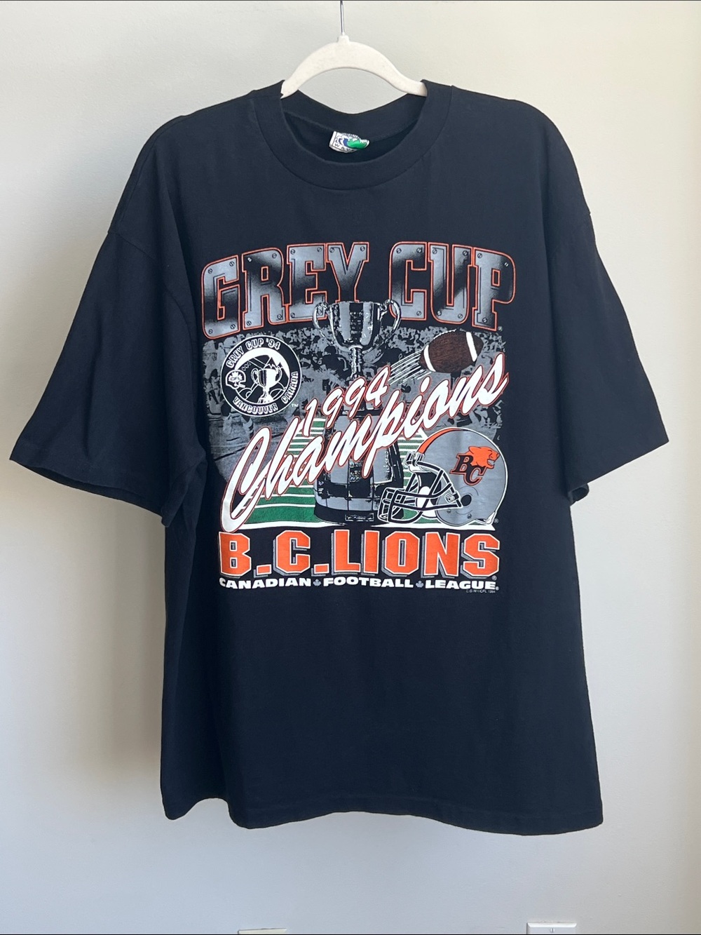 B.C. Lions 1994 Grey Cup Champions Vintage Graphic T-Shirt - single stitch